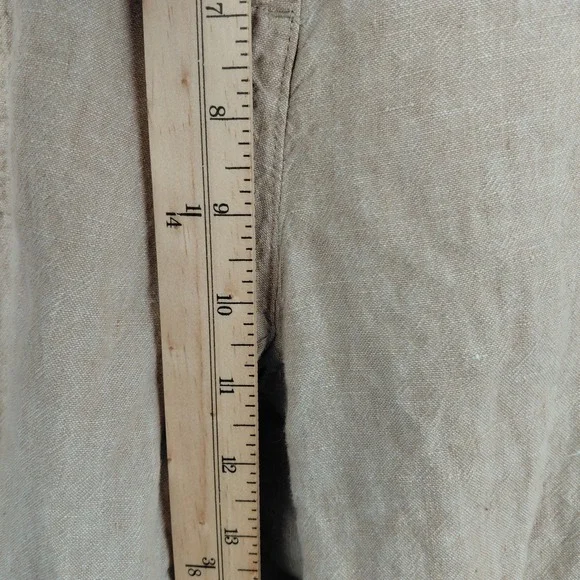 J. Jill Love Linen Tan Beige Wide Leg Cropped Pants Womens Medium Elastic Back - Picture 7 of 8